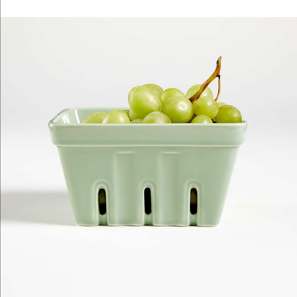 Large glazed porcelain Berry box - mimicking the farm stand pulp version of same